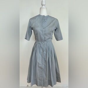 Lady Bird Classic  vintage cotton Shirt Dress Size Small Blue
